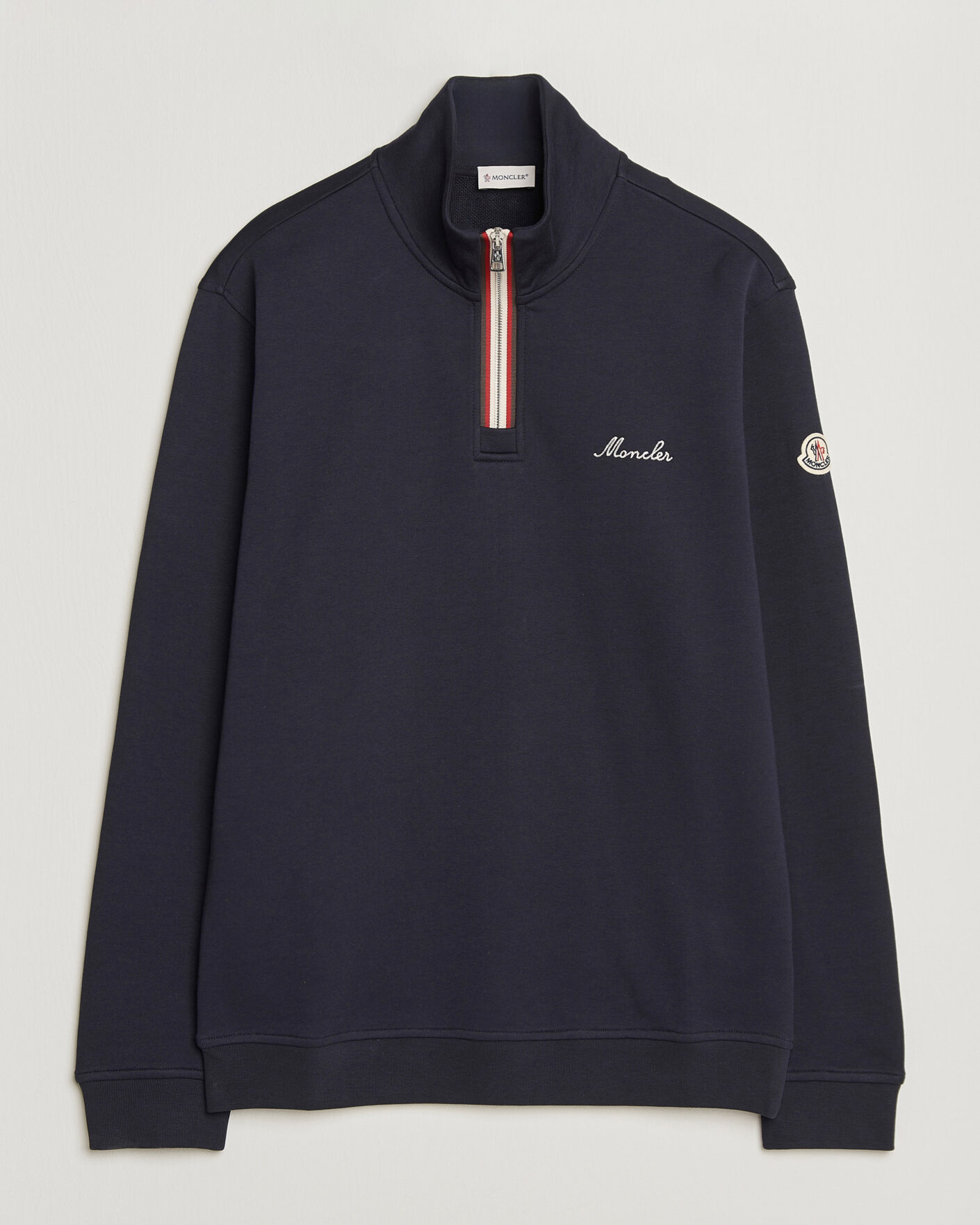 Men | Sweaters & Knitwear | Moncler | Signature Logo Half Zip Navy