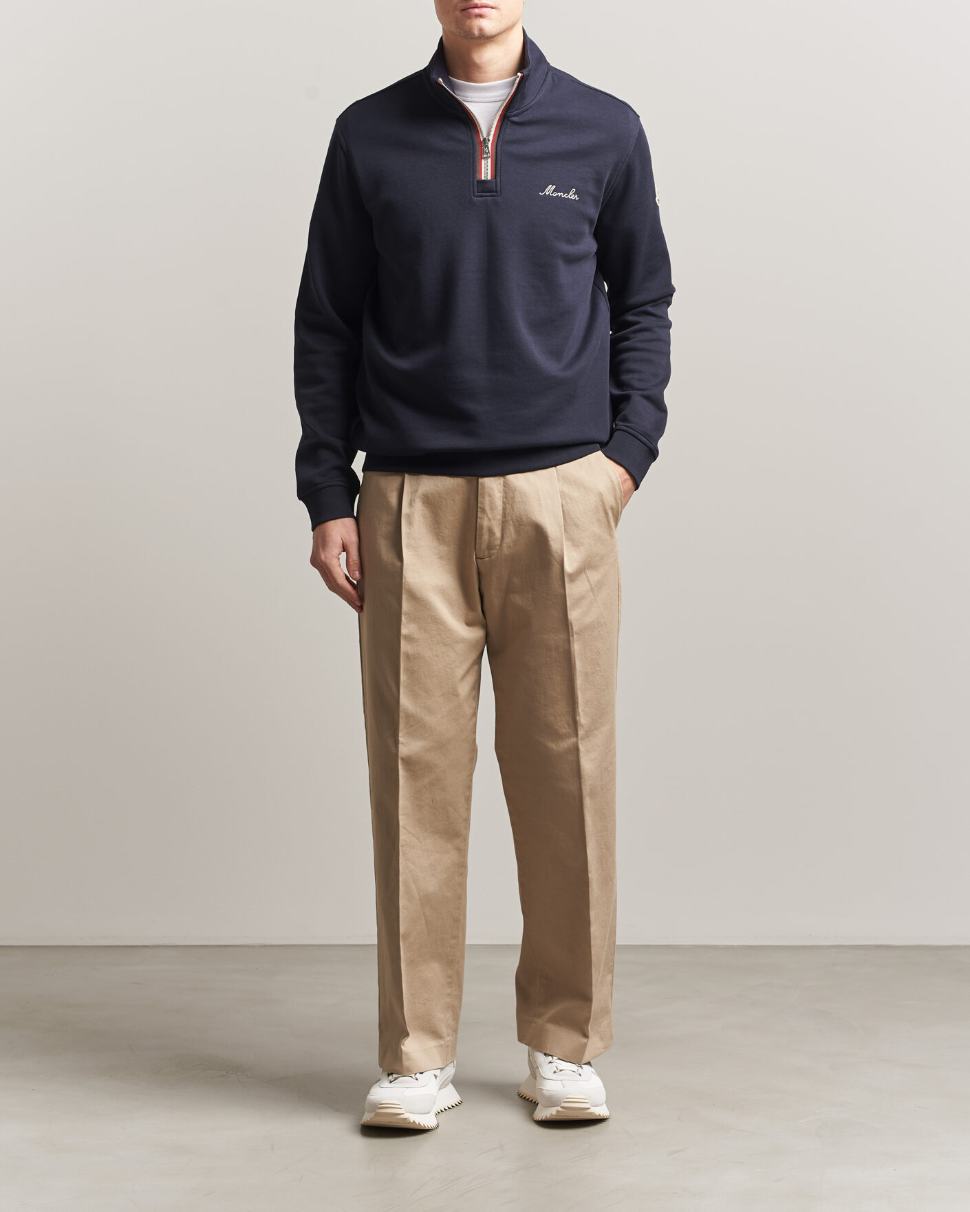 Moncler Signature Logo Half Zip Navy at CareOfCarl.com