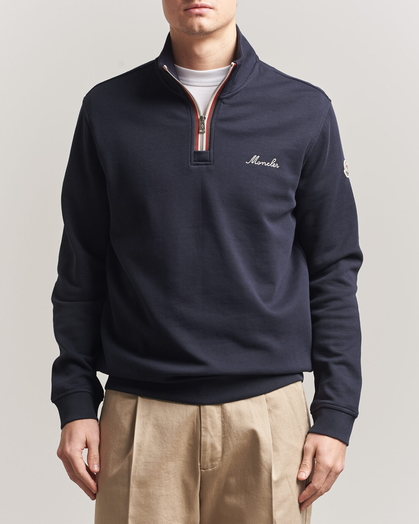 Moncler Signature Logo Half Zip Navy at CareOfCarl.com