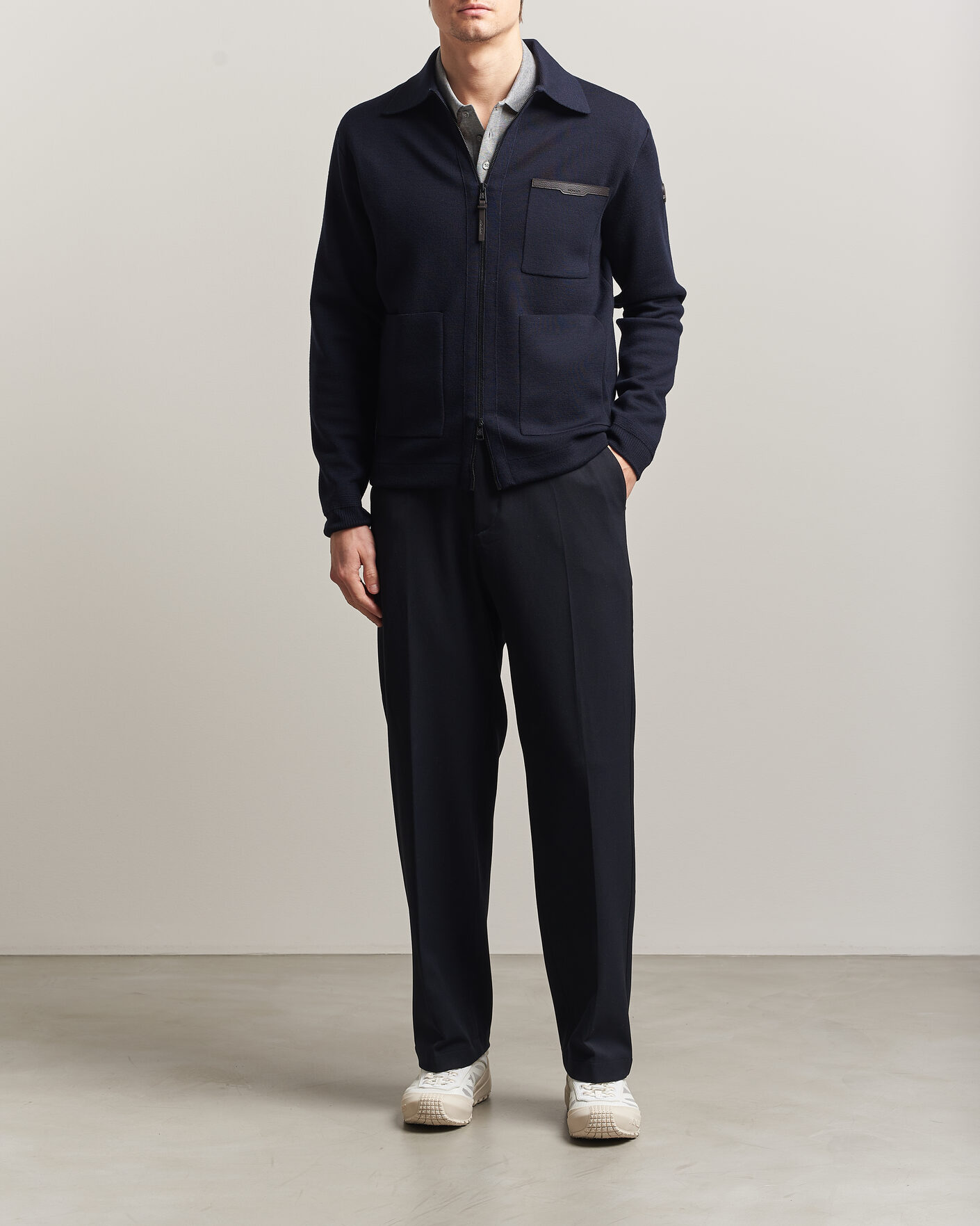Men | Sweaters & Knitwear | Moncler | Zip Wool Cardigan Navy