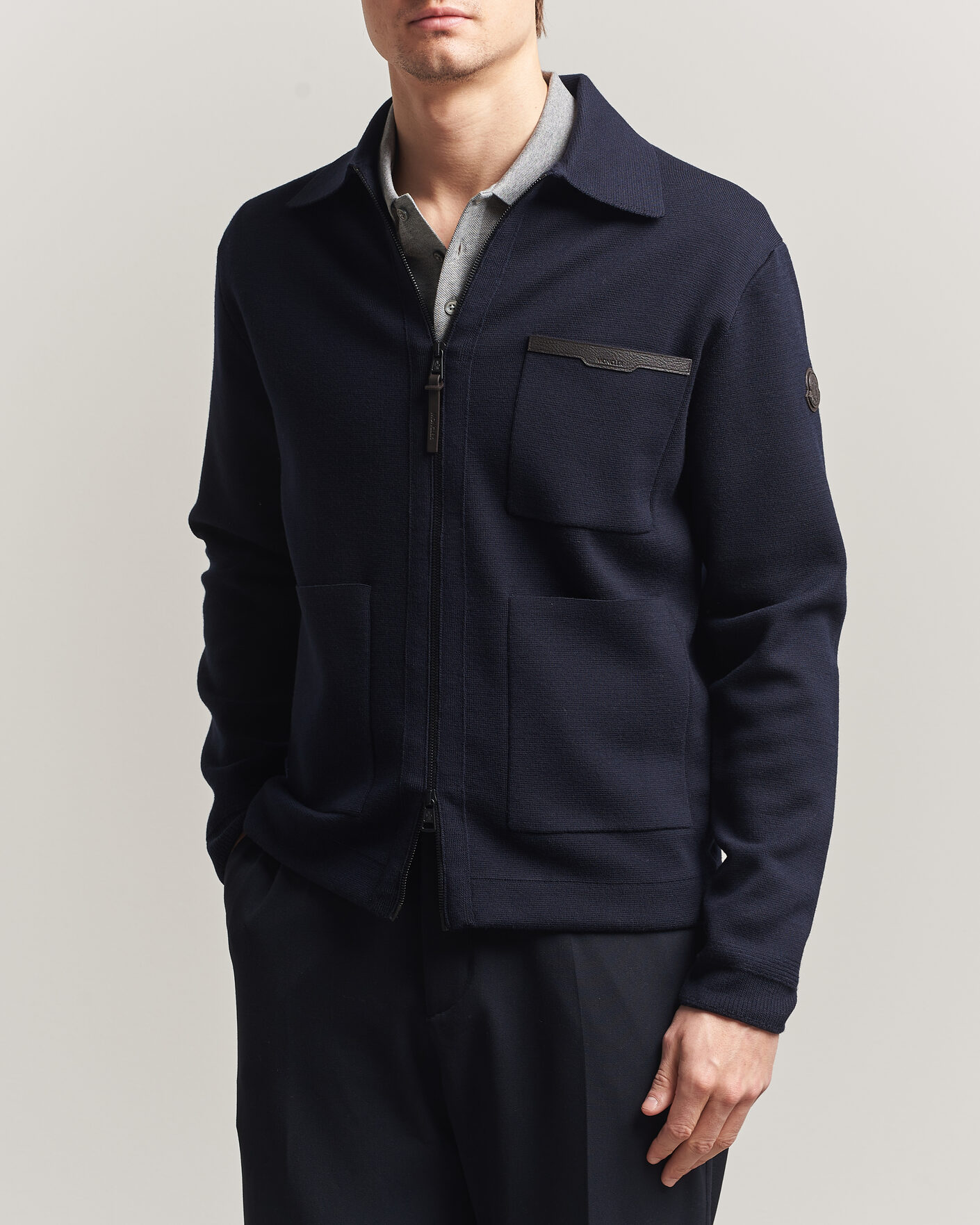Men | Sweaters & Knitwear | Moncler | Zip Wool Cardigan Navy