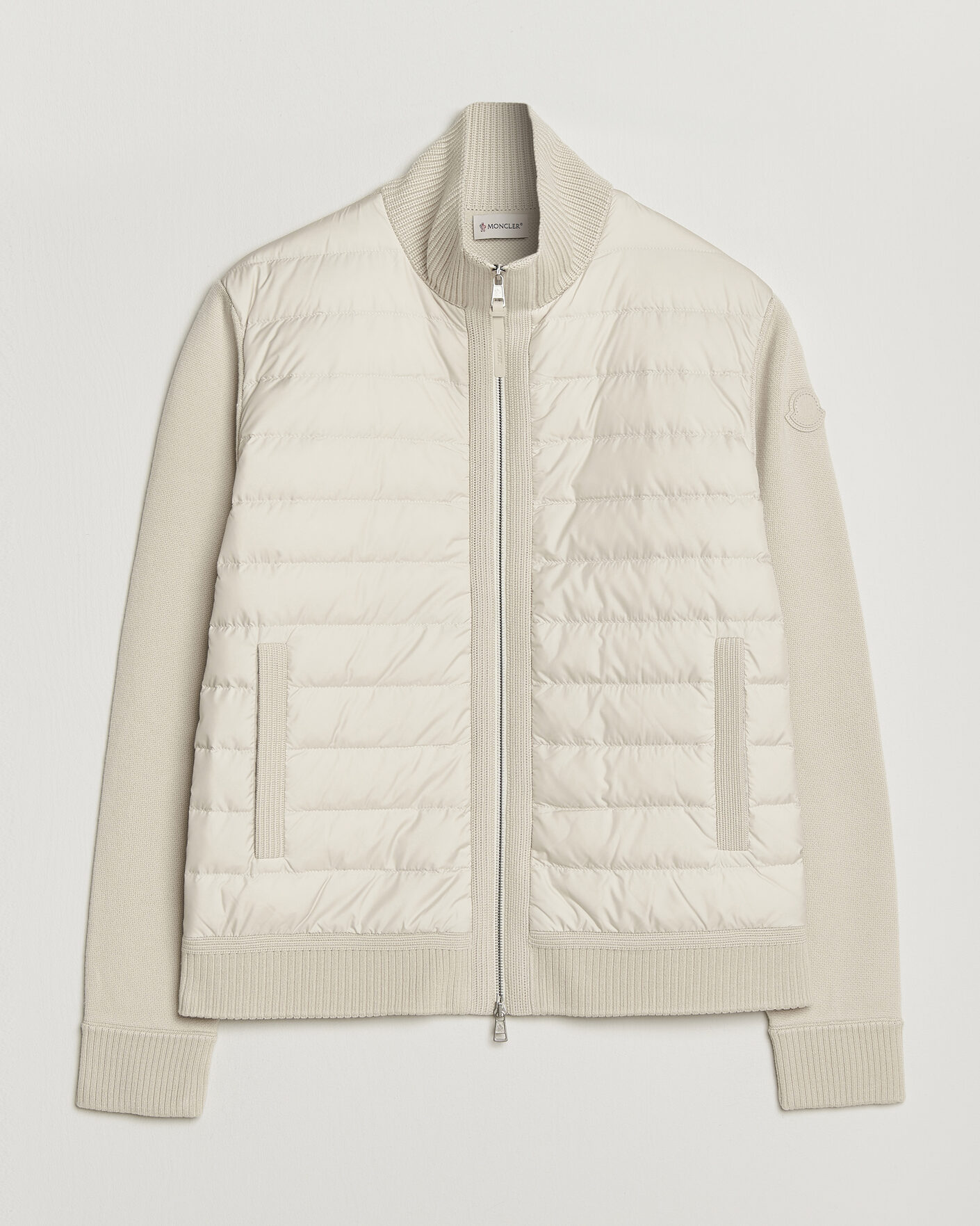 Moncler Luxury Hybrid Zip Cardigan Off White at CareOfCarl.com
