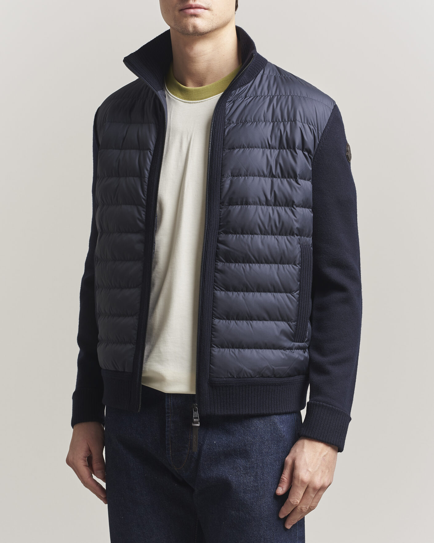 Men | Coats & Jackets | Moncler | Luxury Hybrid Zip Cardigan Navy