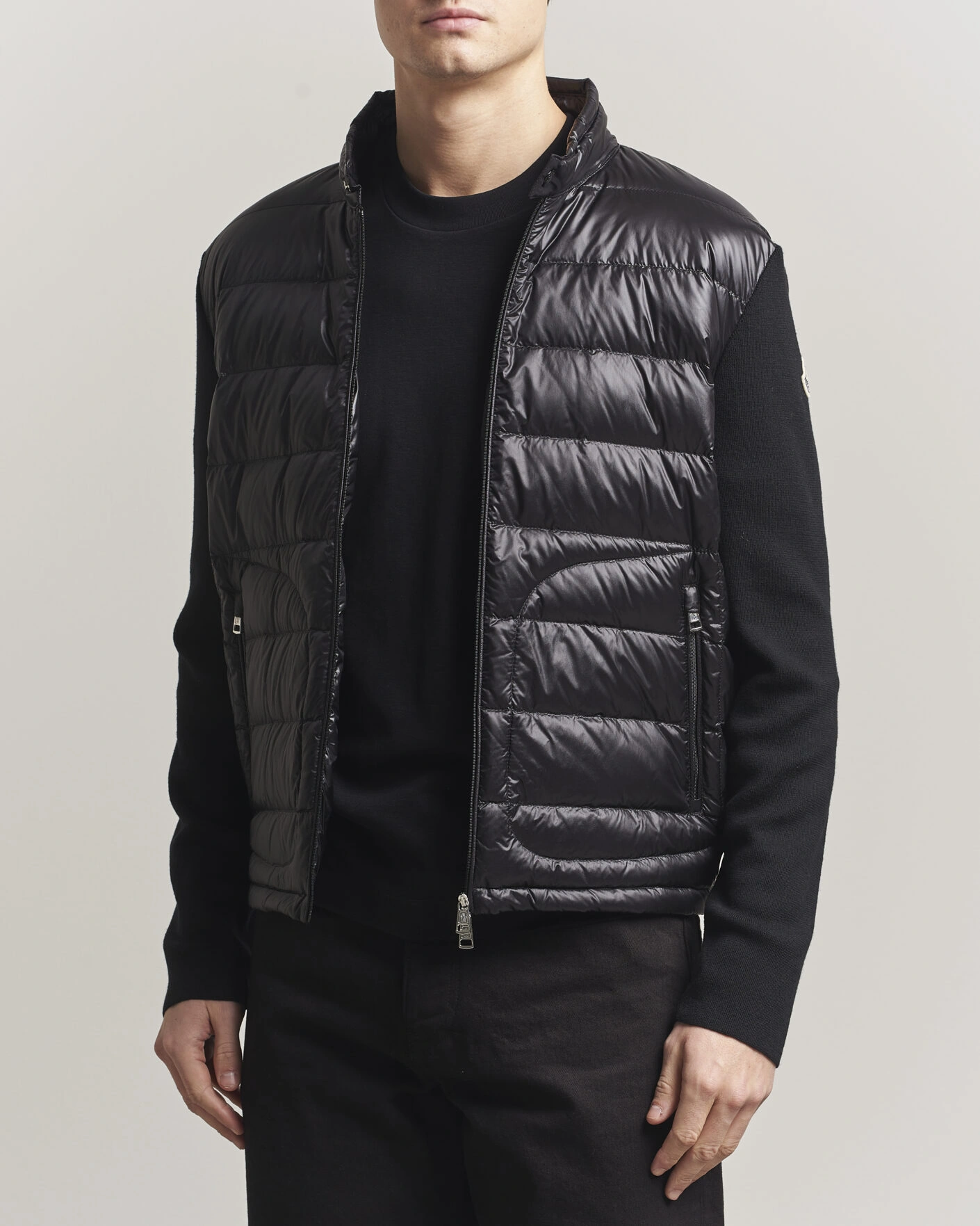 Men | Coats & Jackets | Moncler | Hybrid Laque Zip Cardigan Black