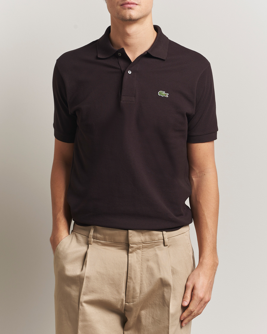 LACOSTE HEAVY PIQUE POLO ダークブラウン 005 Lacoste Original Polo Piké Buffle Brown at CareOfCarl.com