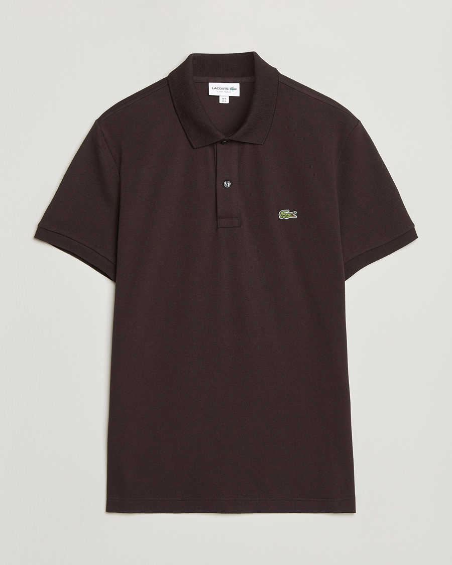LACOSTE HEAVY PIQUE POLO ダークブラウン 005 Lacoste Slim Fit Polo Piké Buffle Brown at CareOfCarl.com