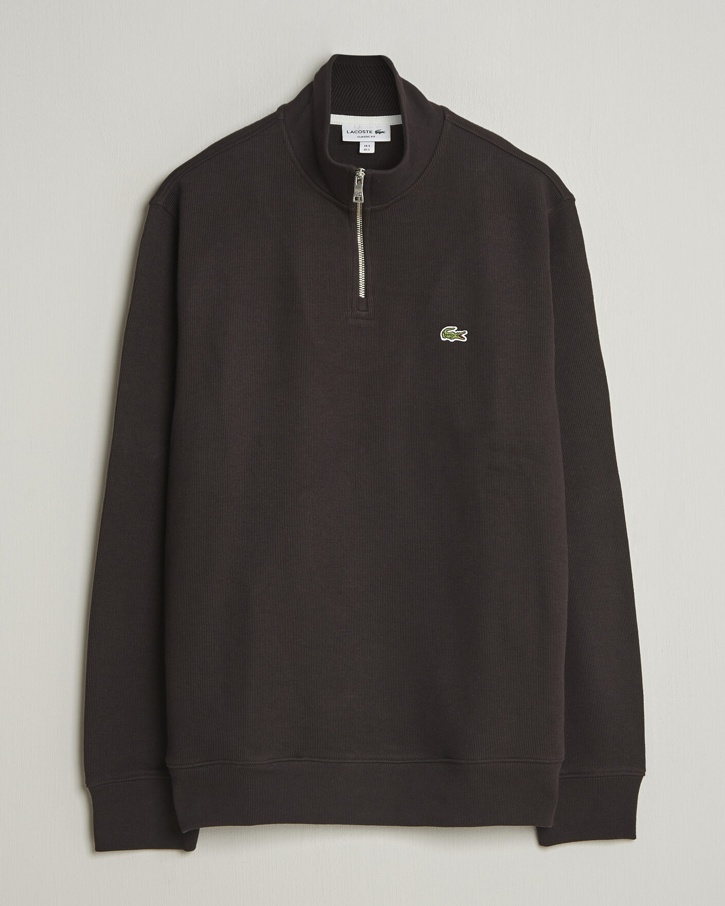Men | Sweaters & Knitwear | Lacoste | Rib Interlock Half Zip Buffle Brown