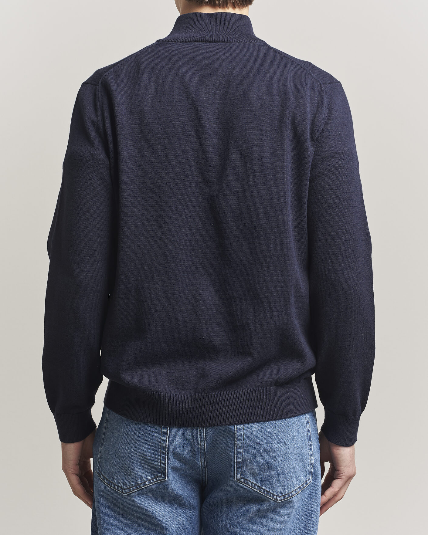 Men | Sweaters & Knitwear | Lacoste | Cotton Knitted Half Zip Navy Blue