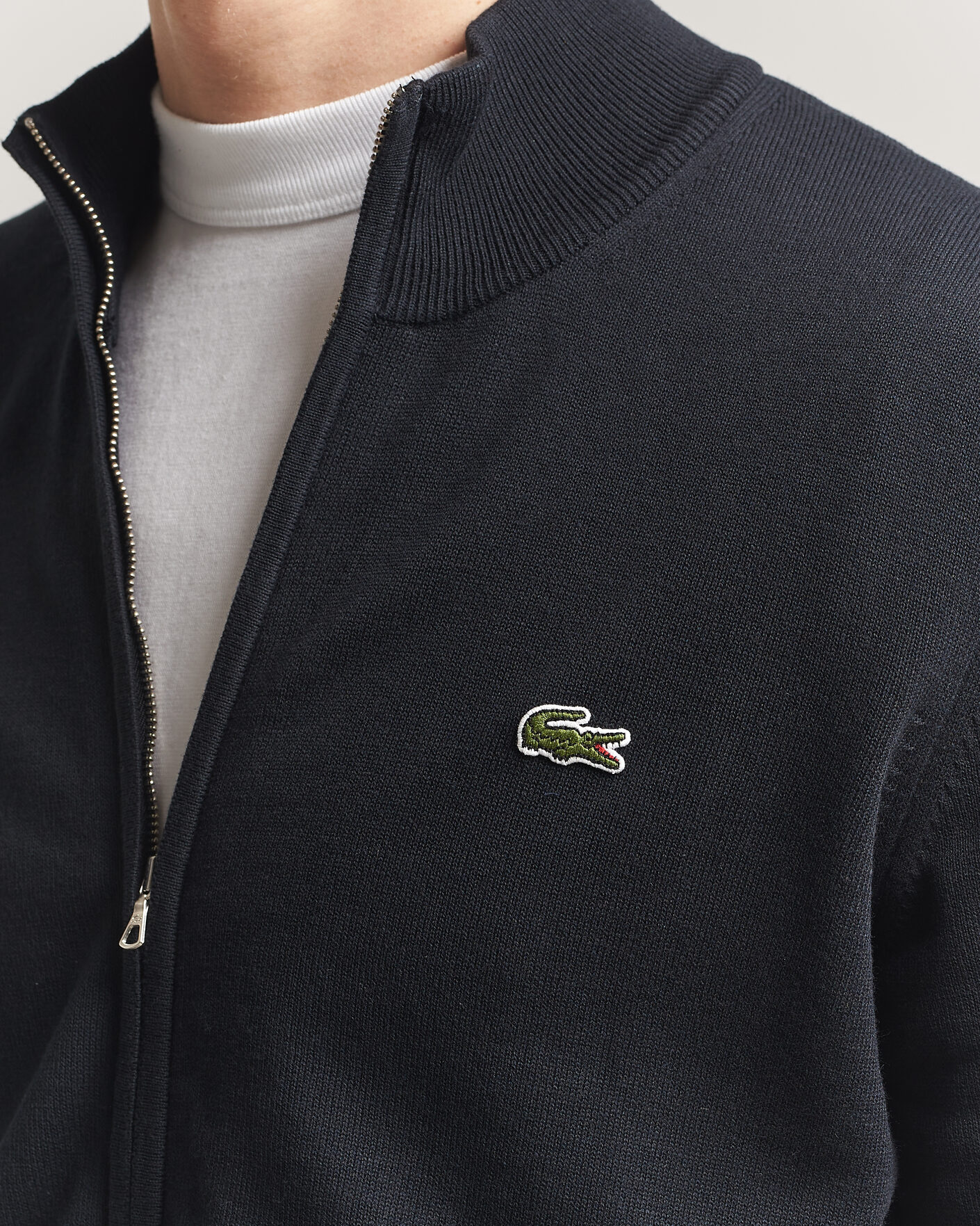 Lacoste Cotton Knitted Full Zip Black at CareOfCarl.com