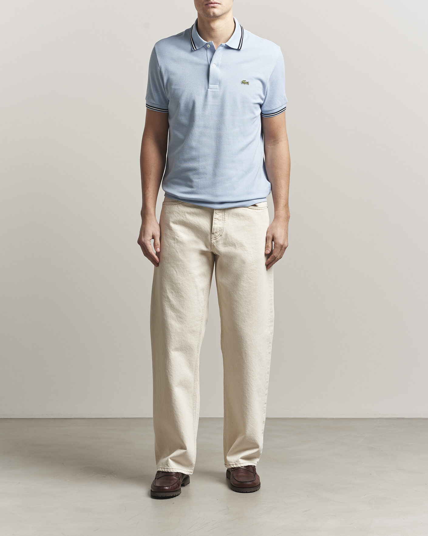 Men | Polo Shirts | Lacoste | Original Tipped Polo Piké Chambray