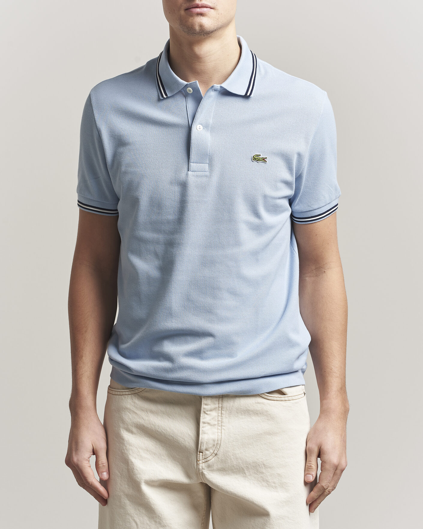 Men | Polo Shirts | Lacoste | Original Tipped Polo Piké Chambray