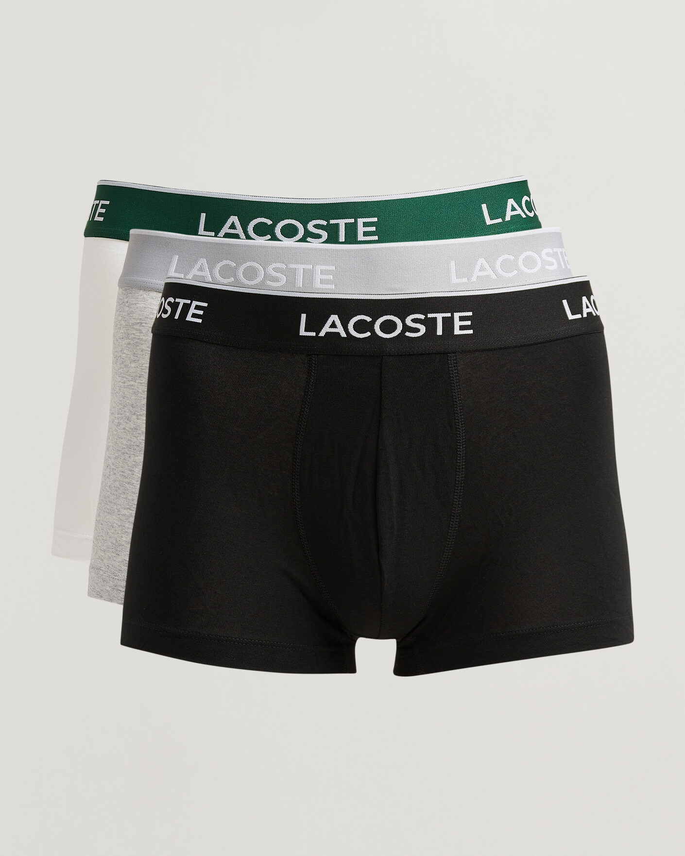 Men | Underwear & Socks | Lacoste | 3-Pack Stretch Cotton Trunks Black/White/Grey