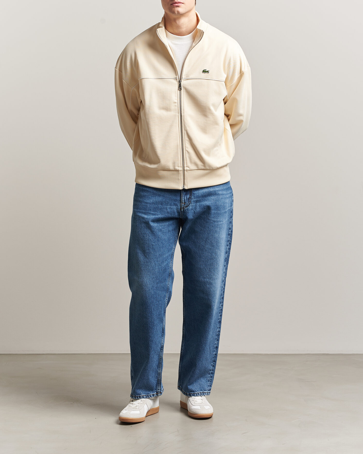 Men | Sweaters & Knitwear | Lacoste | Piqué Track Jacket Naturel Clair