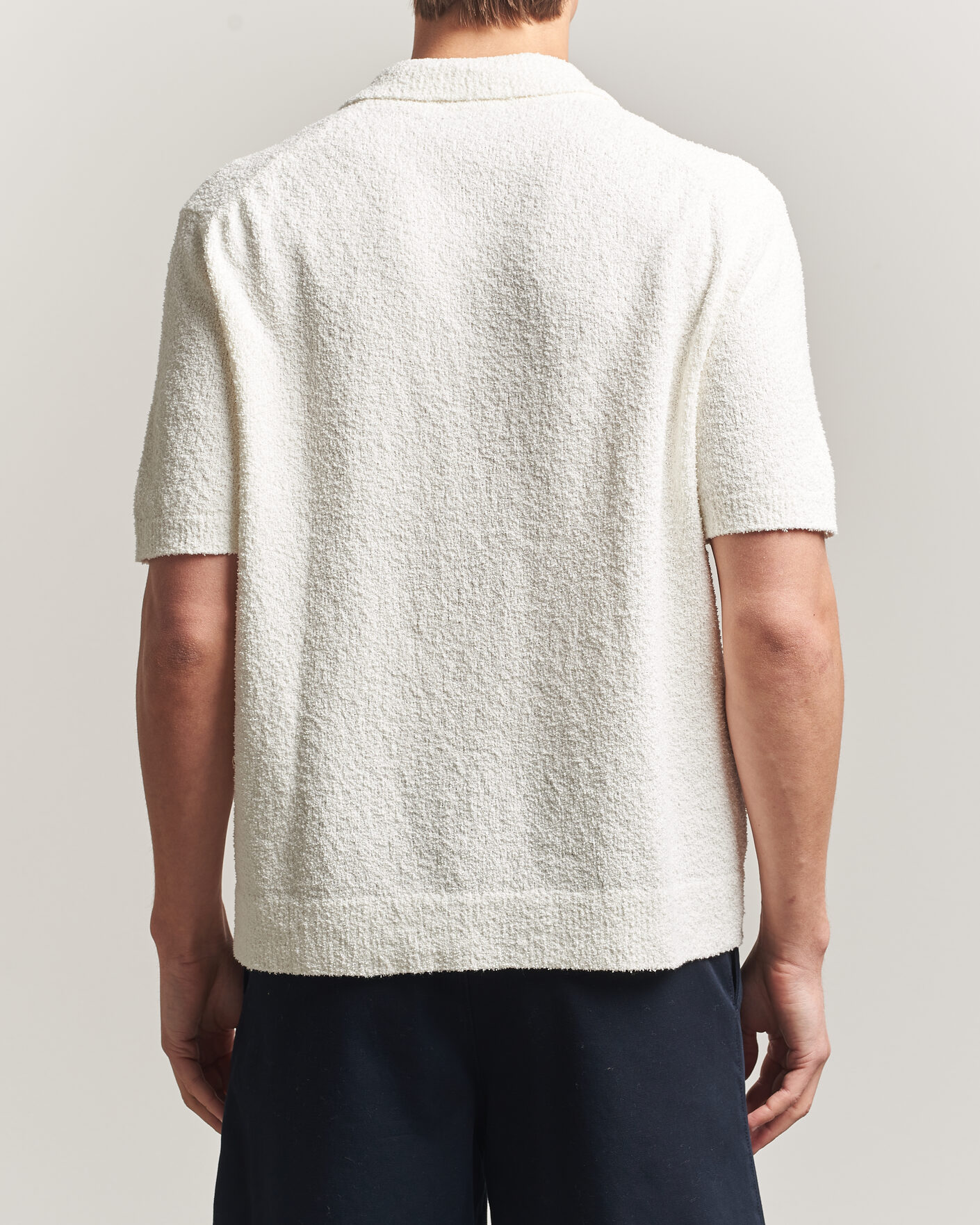 Men | Polo Shirts | Lacoste | Cotton Bouclé Open Collar Polo Flour