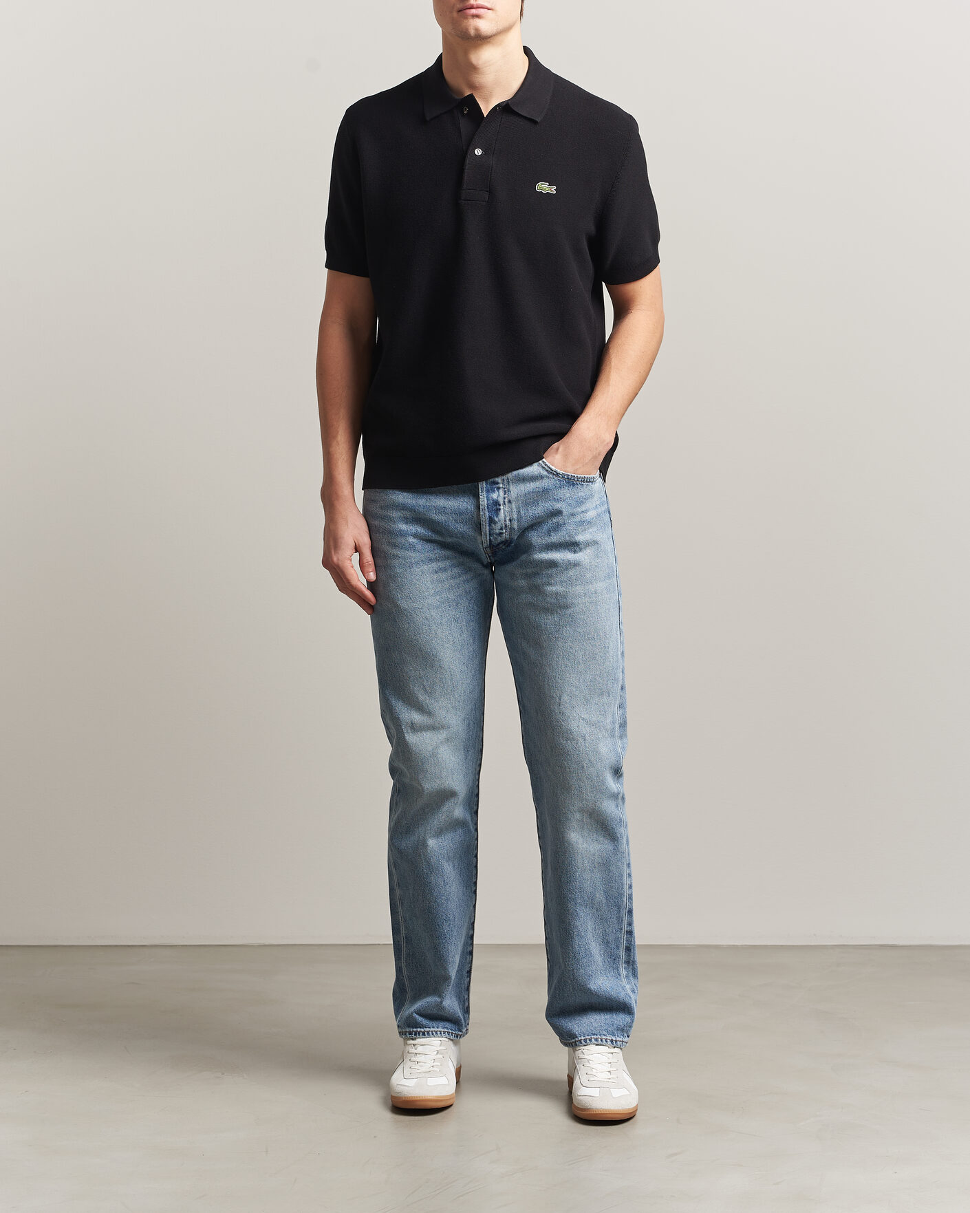 Men | Polo Shirts | Lacoste | Cotton Knitted Polo Black