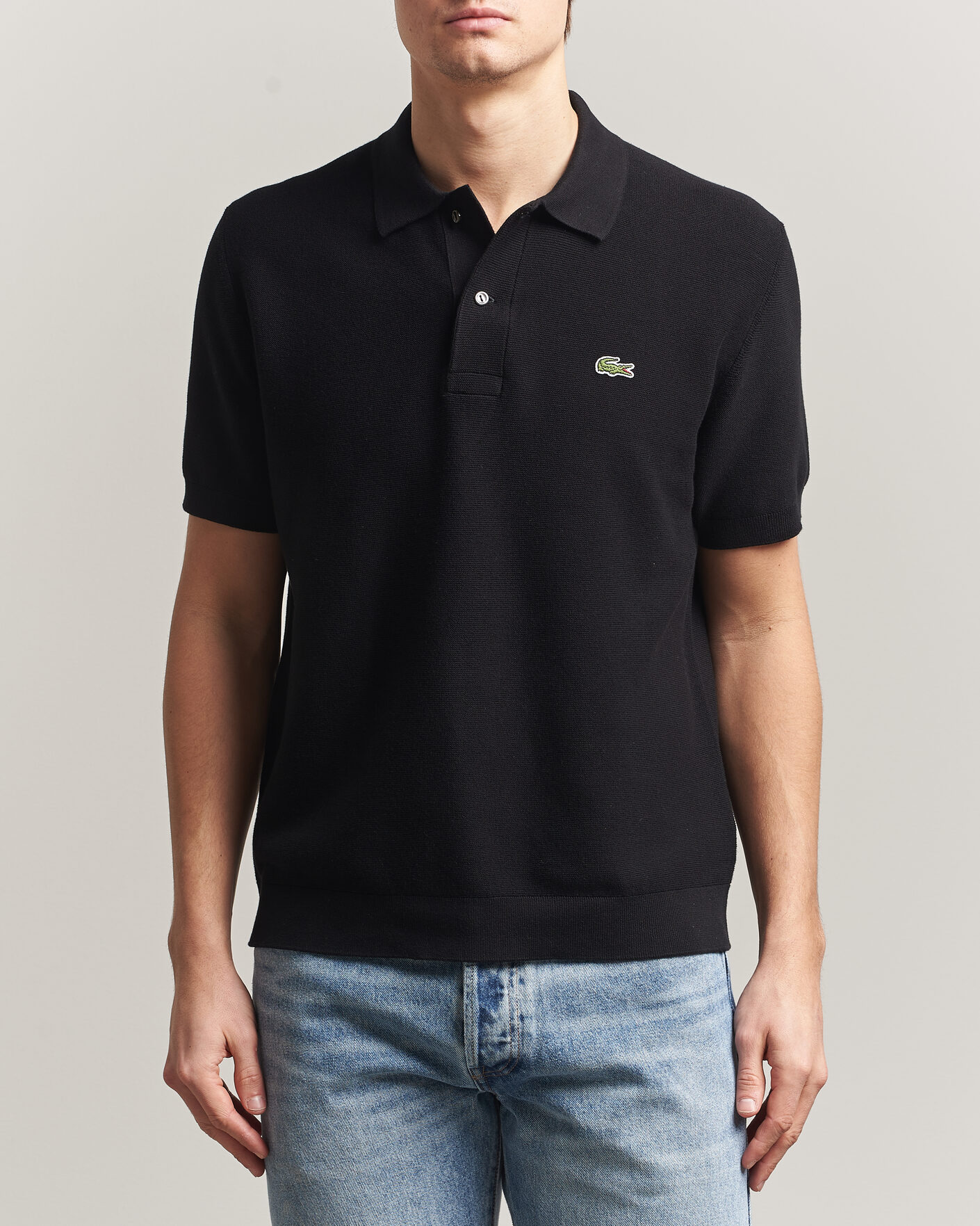 Men | Polo Shirts | Lacoste | Cotton Knitted Polo Black