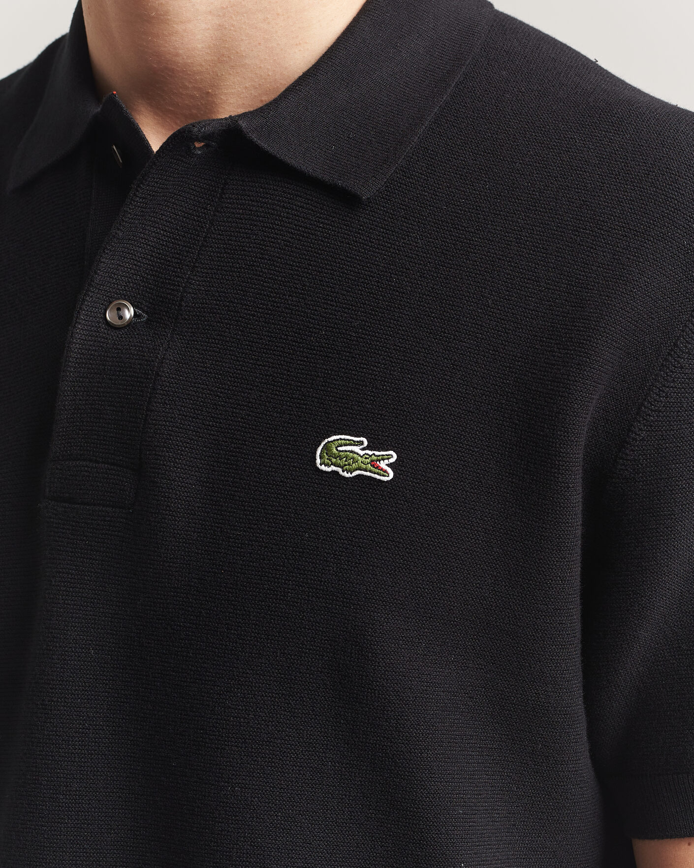 Men | Polo Shirts | Lacoste | Cotton Knitted Polo Black