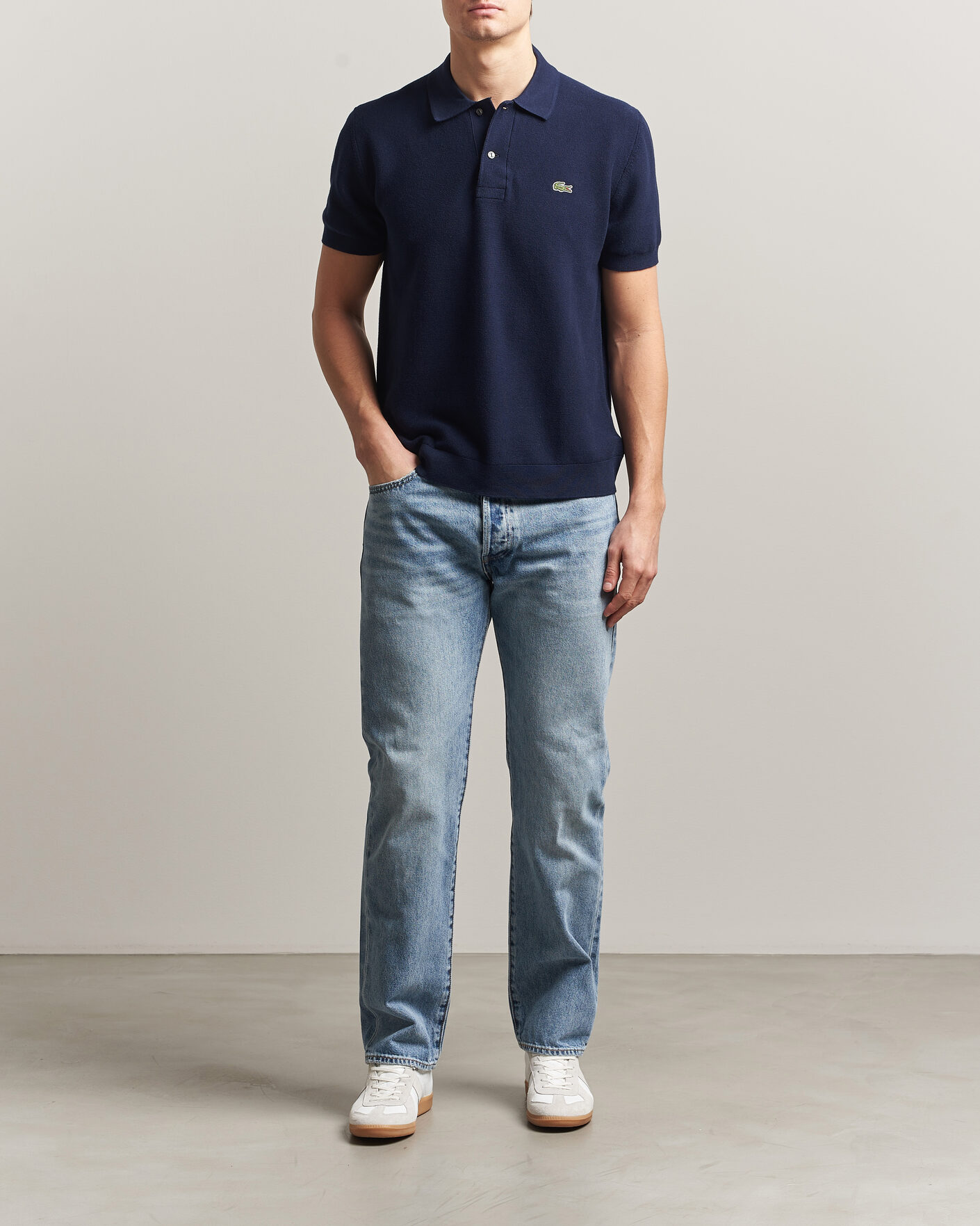 Men | Polo Shirts | Lacoste | Cotton Knitted Polo Navy Blue