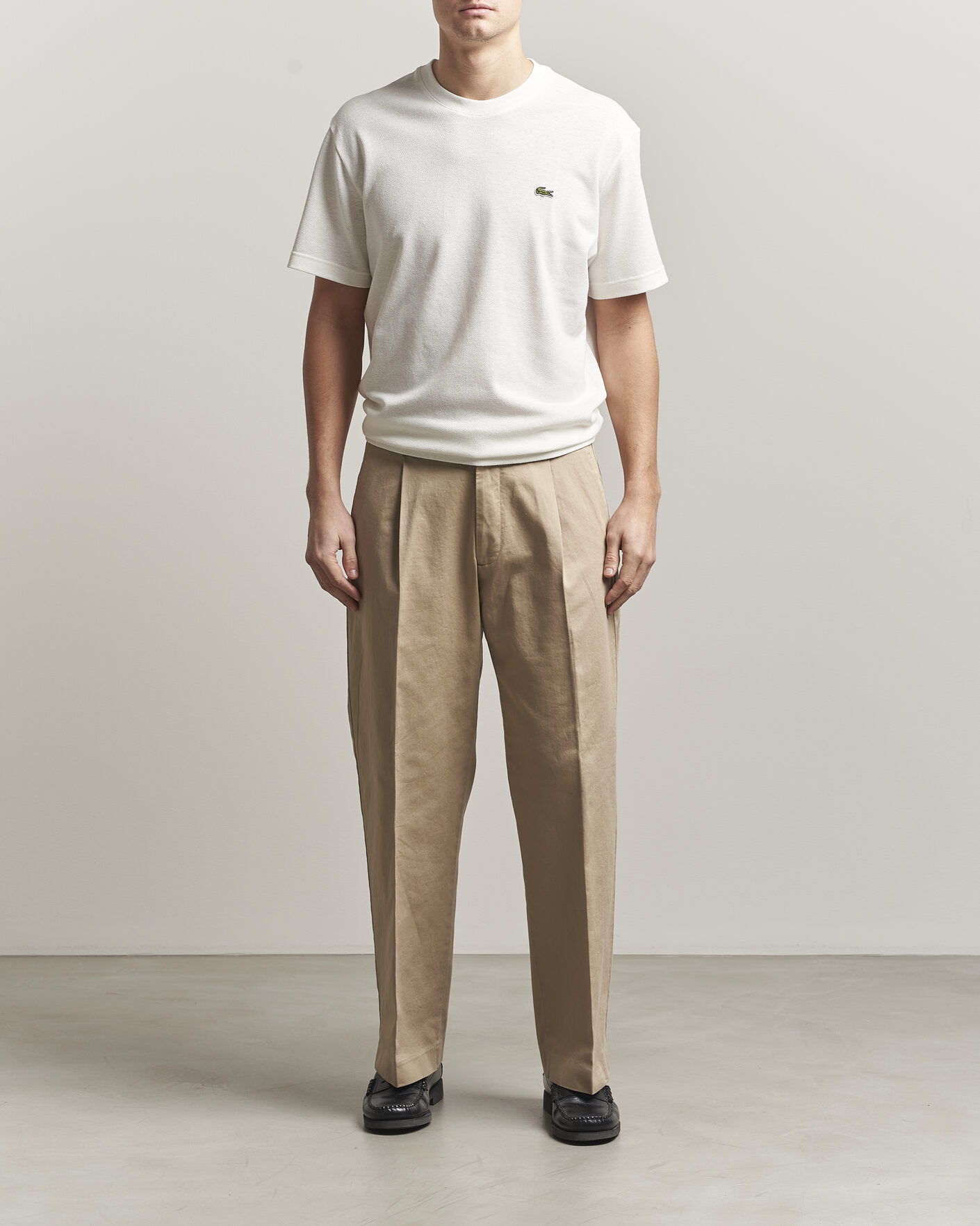 Men | T-Shirts | Lacoste | Cotton/Linen Pique T-Shirt Flour