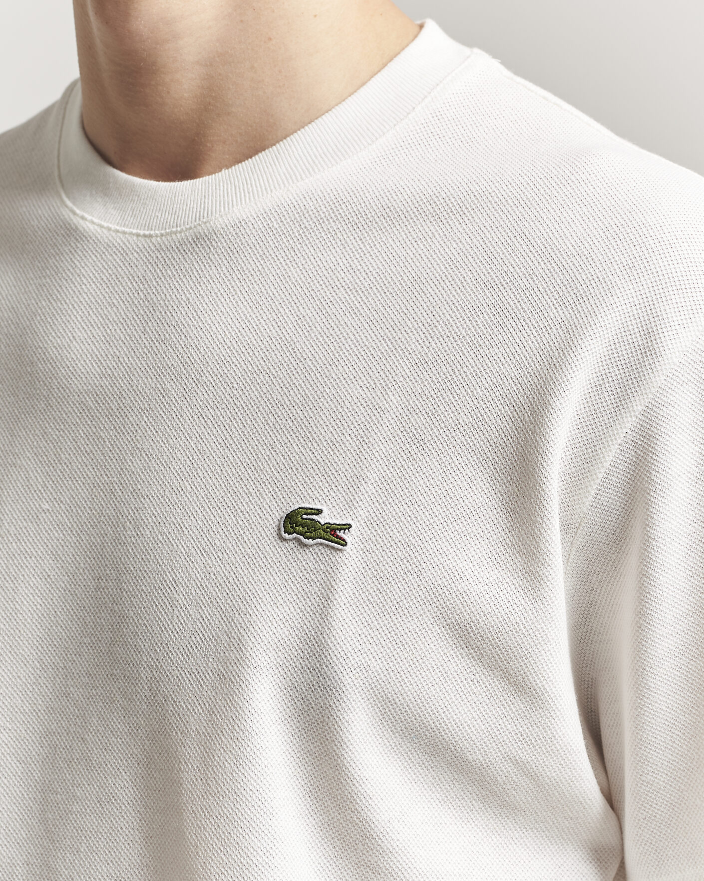 Men | T-Shirts | Lacoste | Cotton/Linen Pique T-Shirt Flour