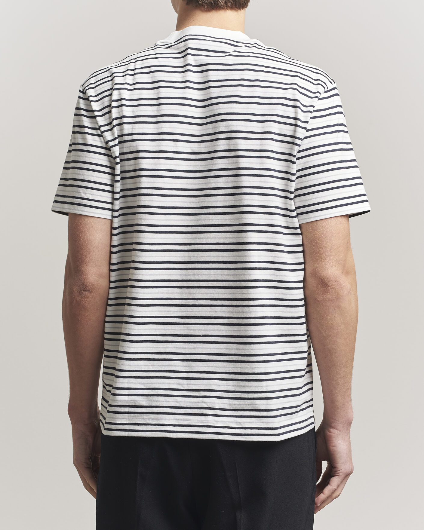Men | T-Shirts | Lacoste | Cotton Striped T-Shirt Blackbird/Flour