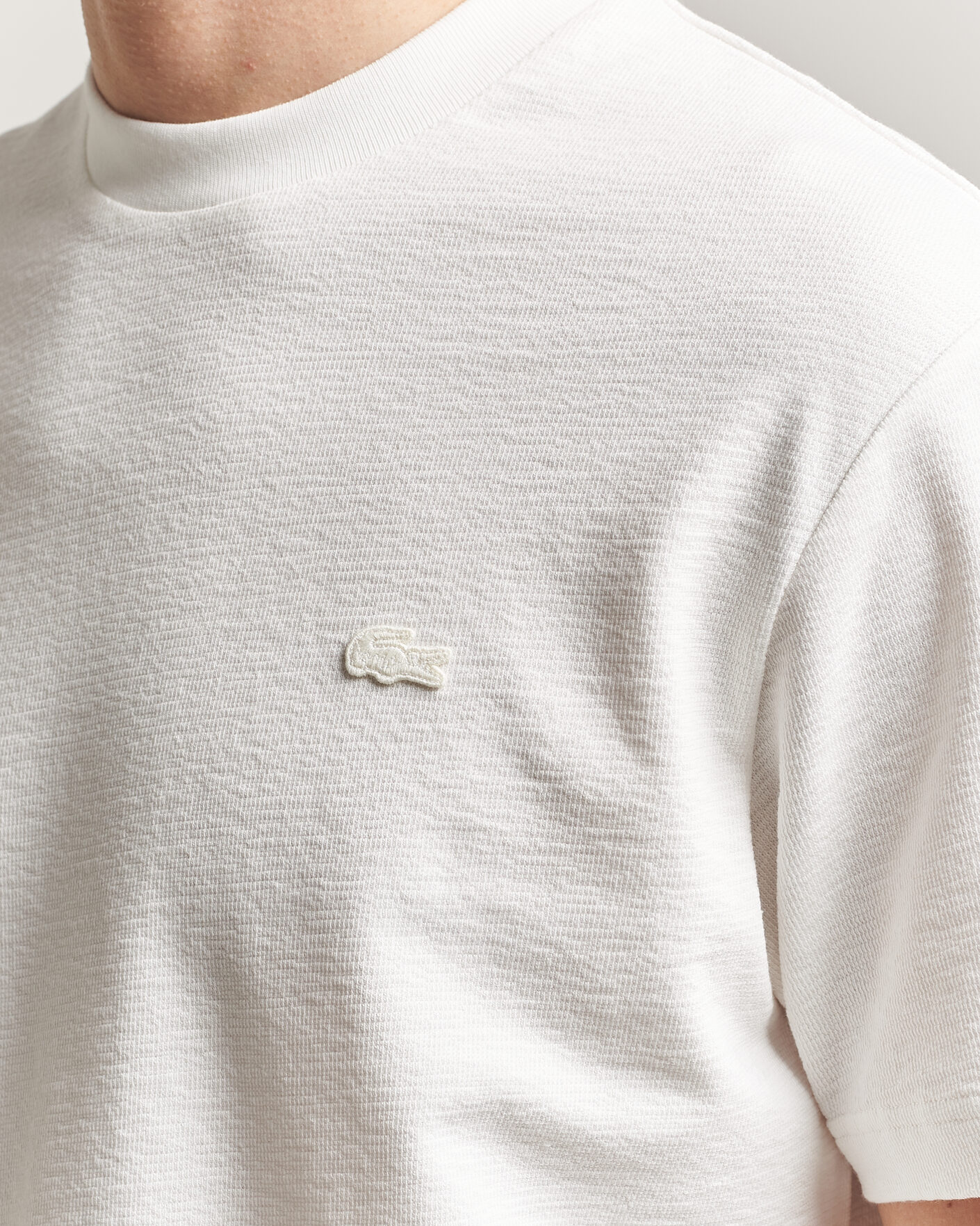 Men | T-Shirts | Lacoste | Textured Cotton T-Shirt Flour