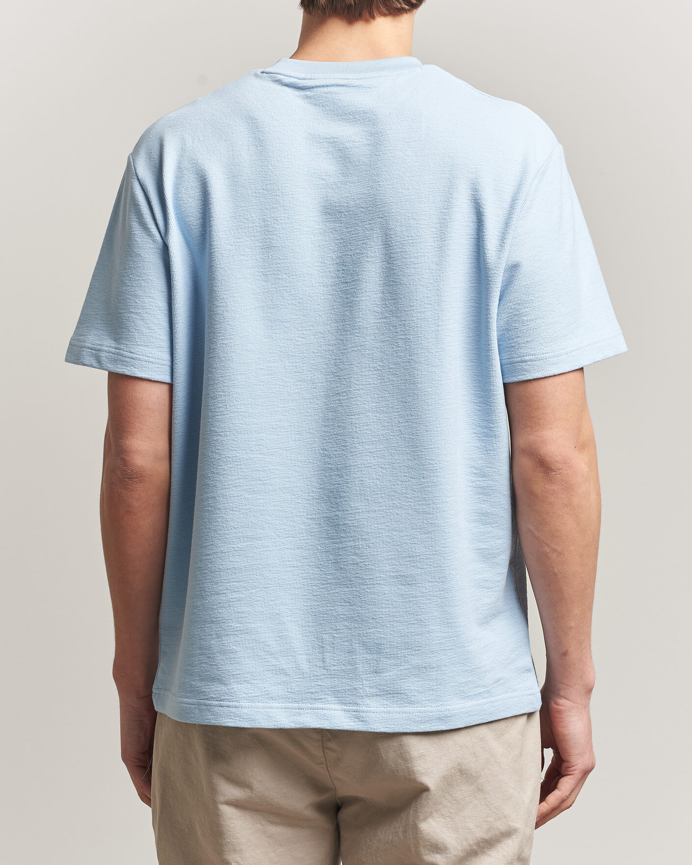 Lacoste Textured Cotton T-Shirt Light Blue at CareOfCarl.com