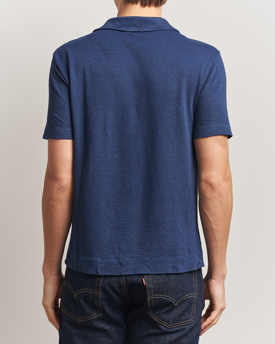 Men | Polo Shirts | Massimo Alba | Aruba Cotton/Linen Polo Midnight Blue