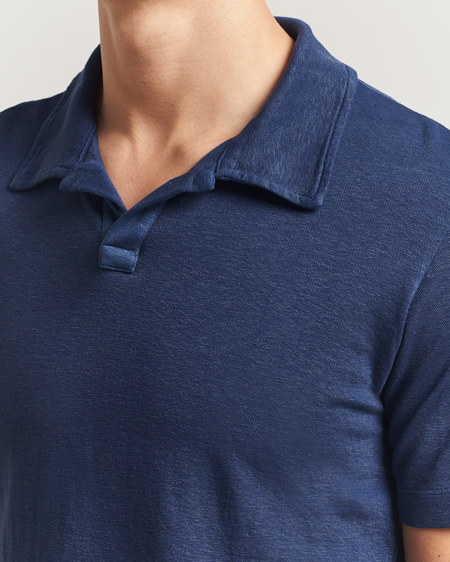Men | Polo Shirts | Massimo Alba | Aruba Cotton/Linen Polo Midnight Blue