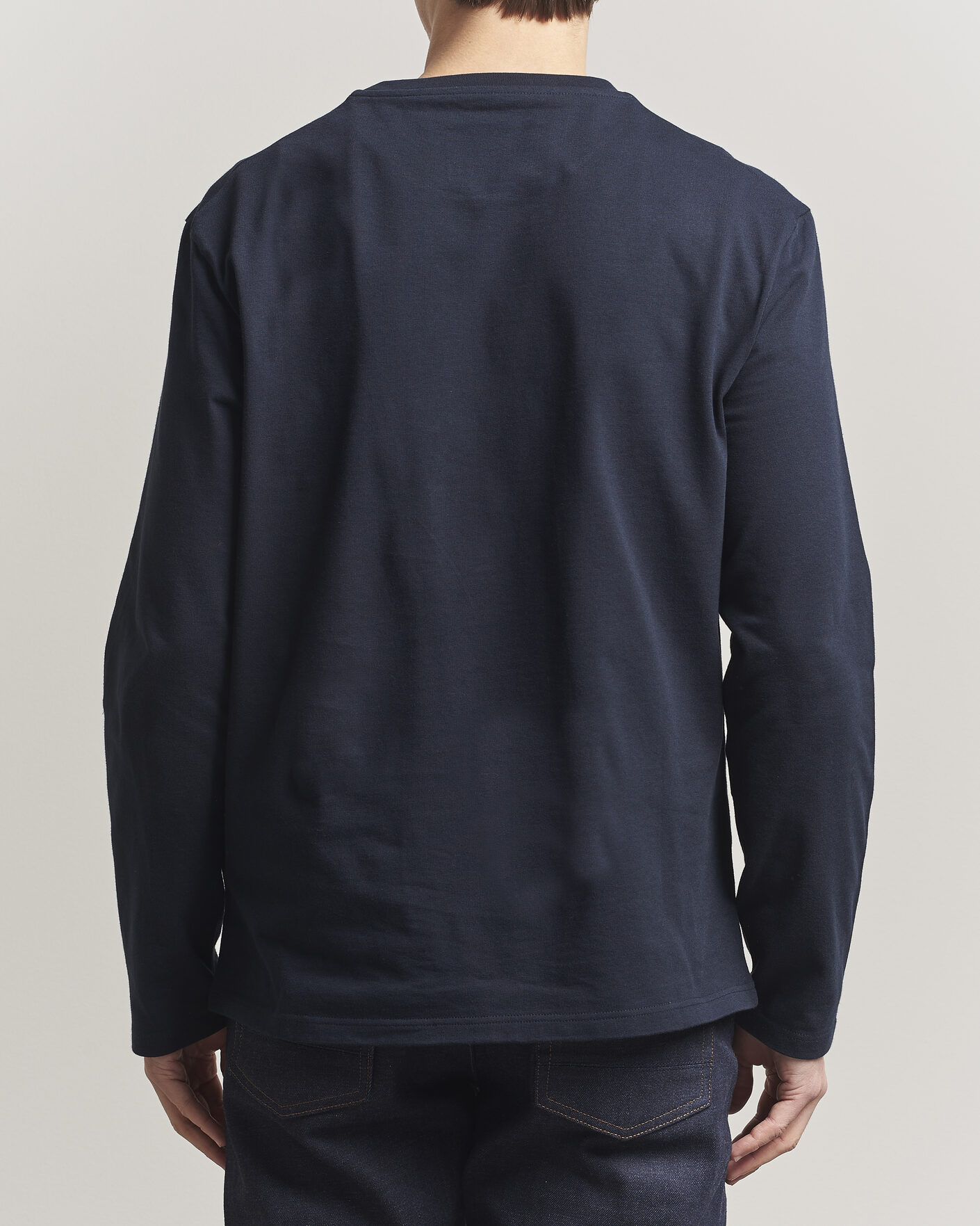 Jil Sander Long Sleeve Logo T-Shirt Navy at CareOfCarl.com