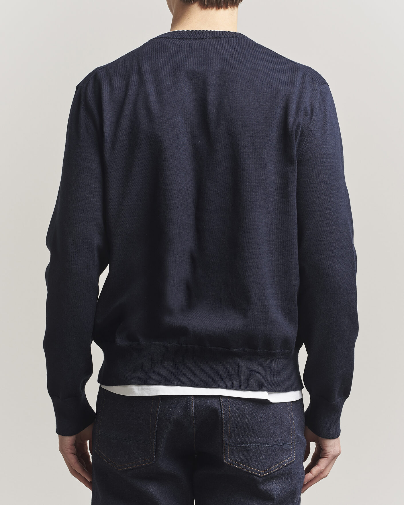 Jil Sander Fine Cotton Contrast Pullover Navy at CareOfCarl.com