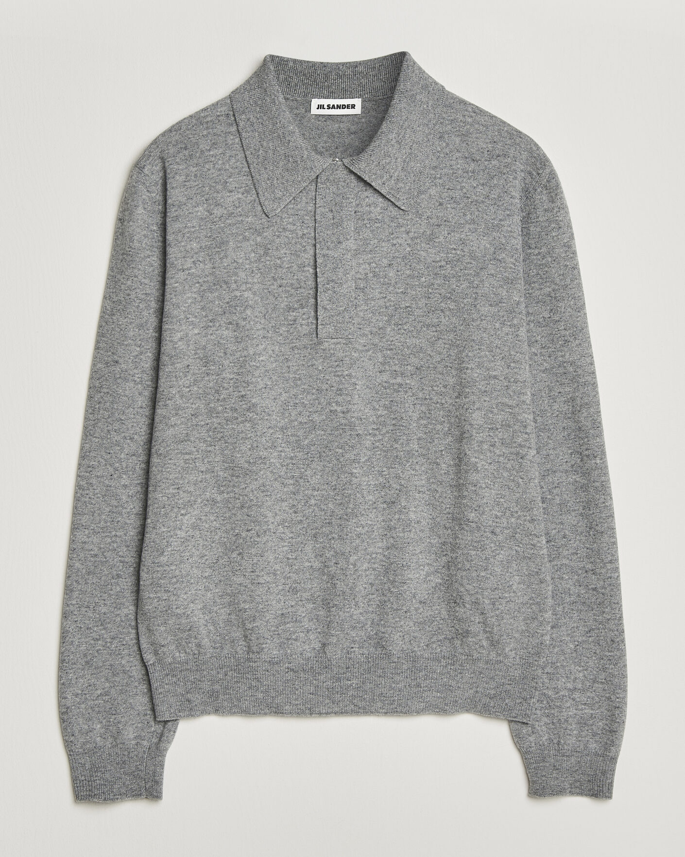 Men | Sweaters & Knitwear | Jil Sander | Long Sleeve Knitted Wool Polo Grey Melange
