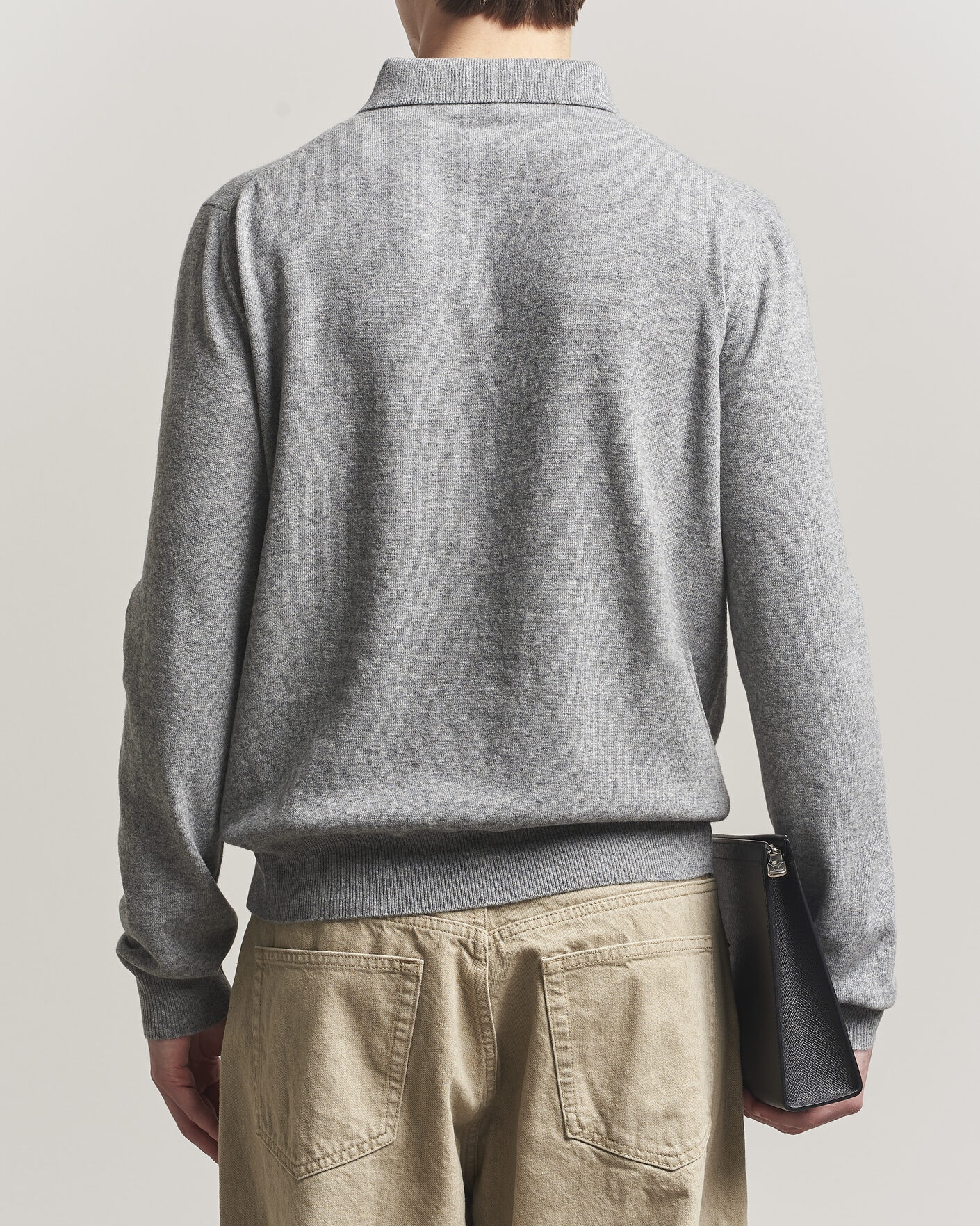 Men | Sweaters & Knitwear | Jil Sander | Long Sleeve Knitted Wool Polo Grey Melange