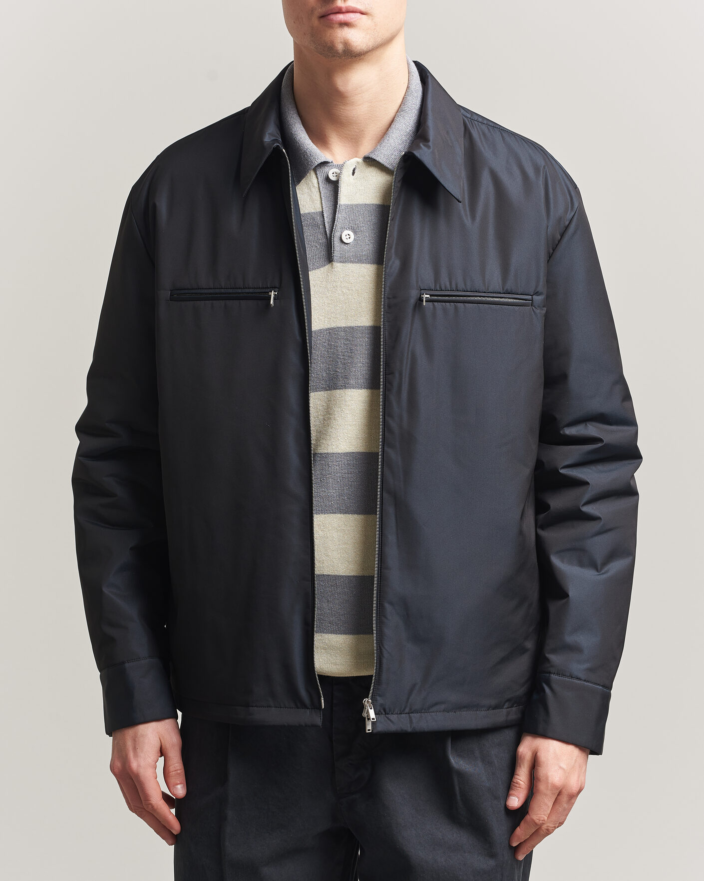 Jil Sander Back Printed Coach Jacket Black at CareOfCarl.com