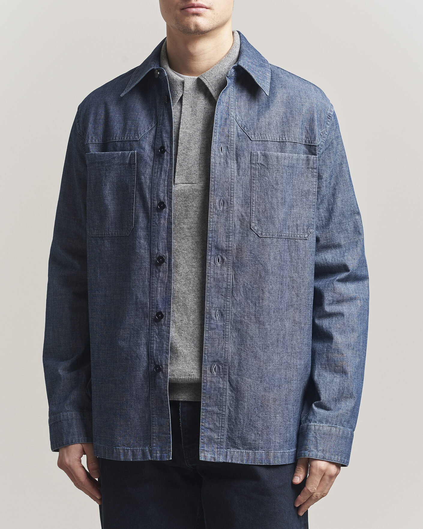 ジャケット・アウター JIL SANDER+ Japanese Denim Overshirt Jil Sander Denim Overshirt Indigo Blue at CareOfCarl.com