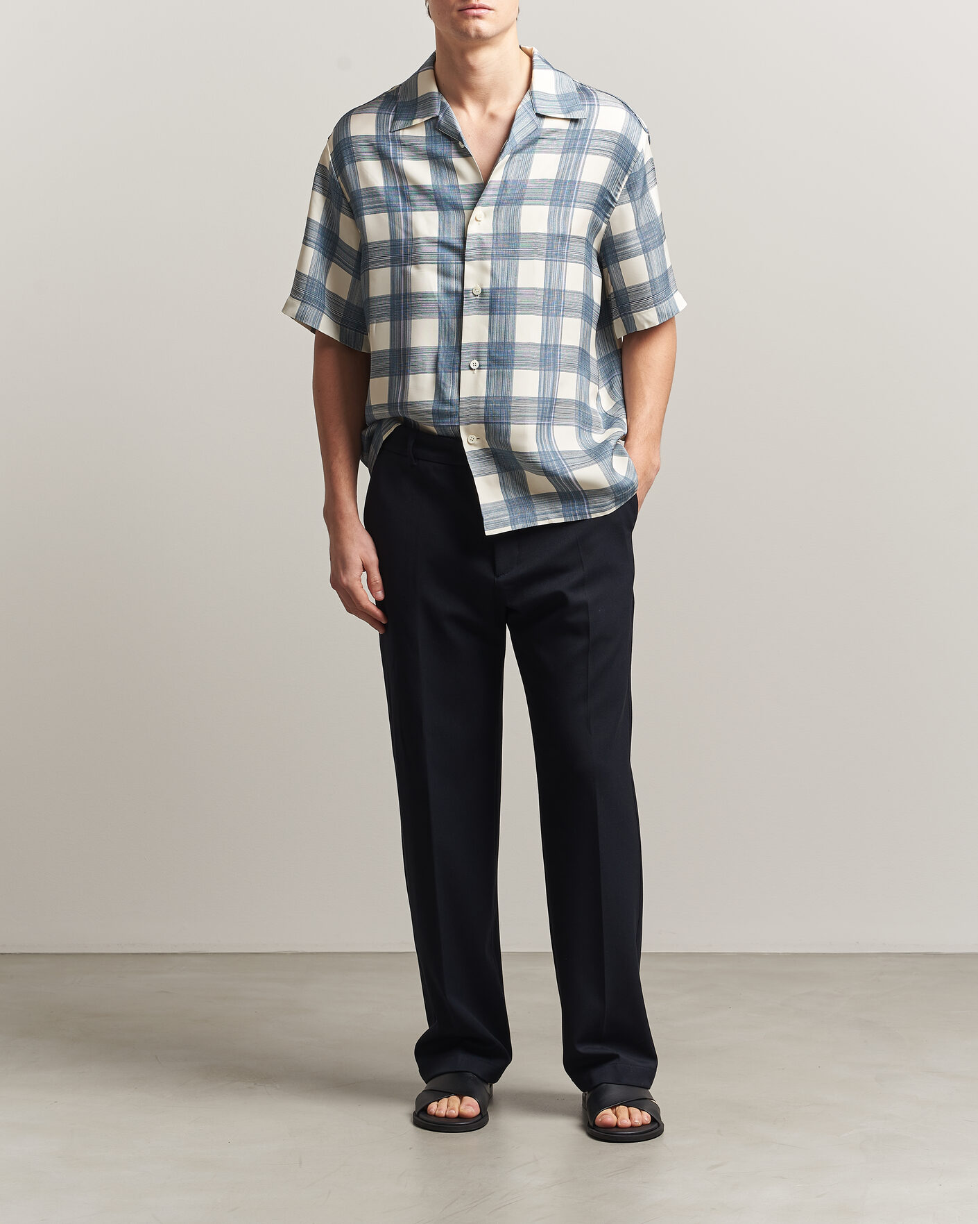 Men | Shirts | Jil Sander | Vichy Check Camp Shirt Blue/White