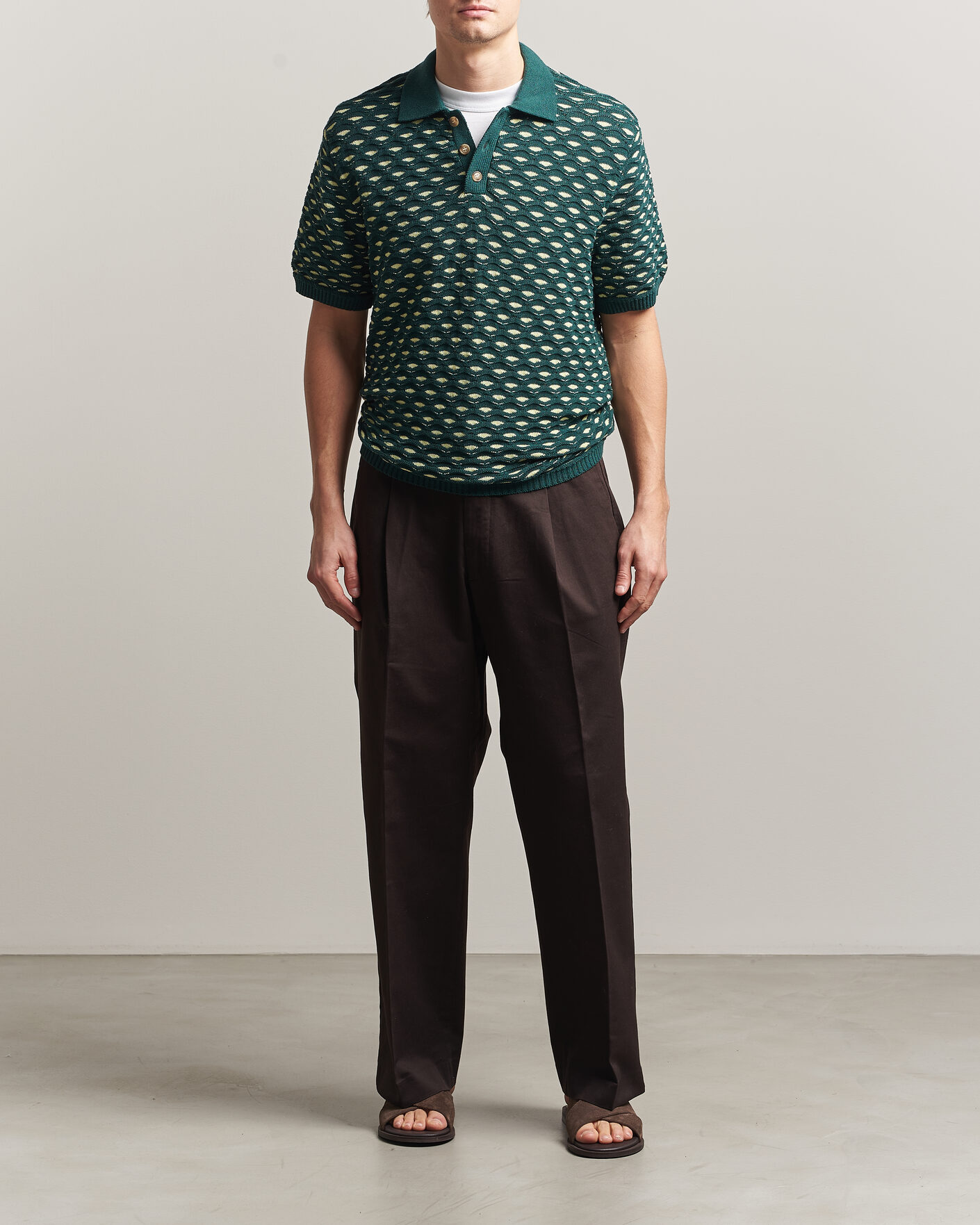 Men | Polo Shirts | LES DEUX | Esmay Shell Knitted Polo Sea Moss Green