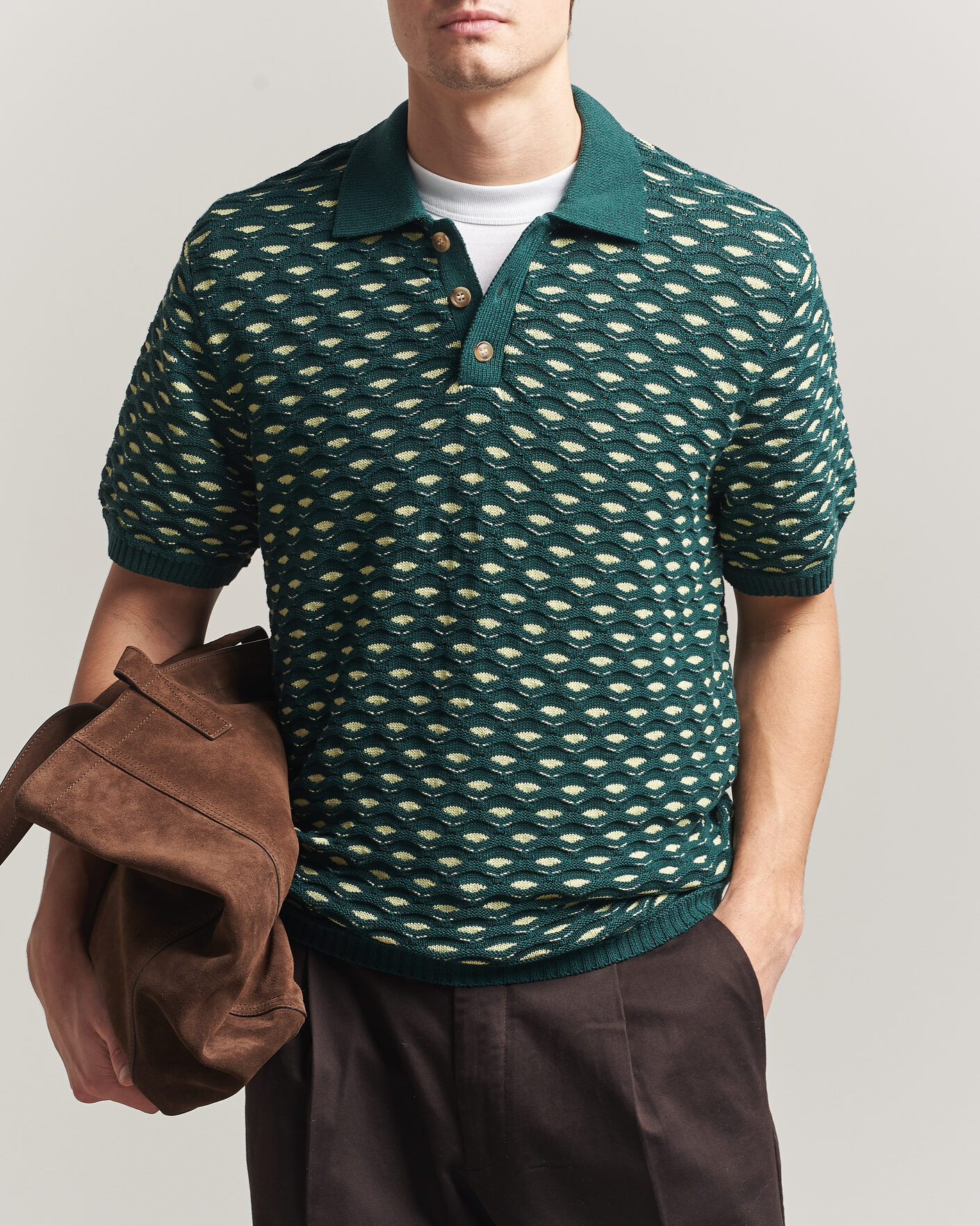 Men | Polo Shirts | LES DEUX | Esmay Shell Knitted Polo Sea Moss Green