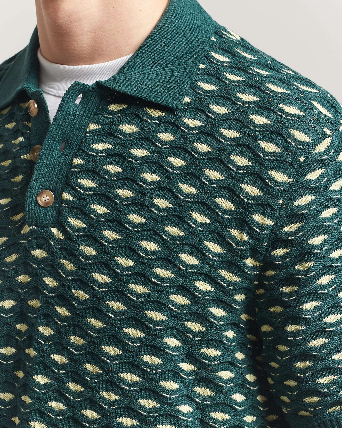 Men | Polo Shirts | LES DEUX | Esmay Shell Knitted Polo Sea Moss Green