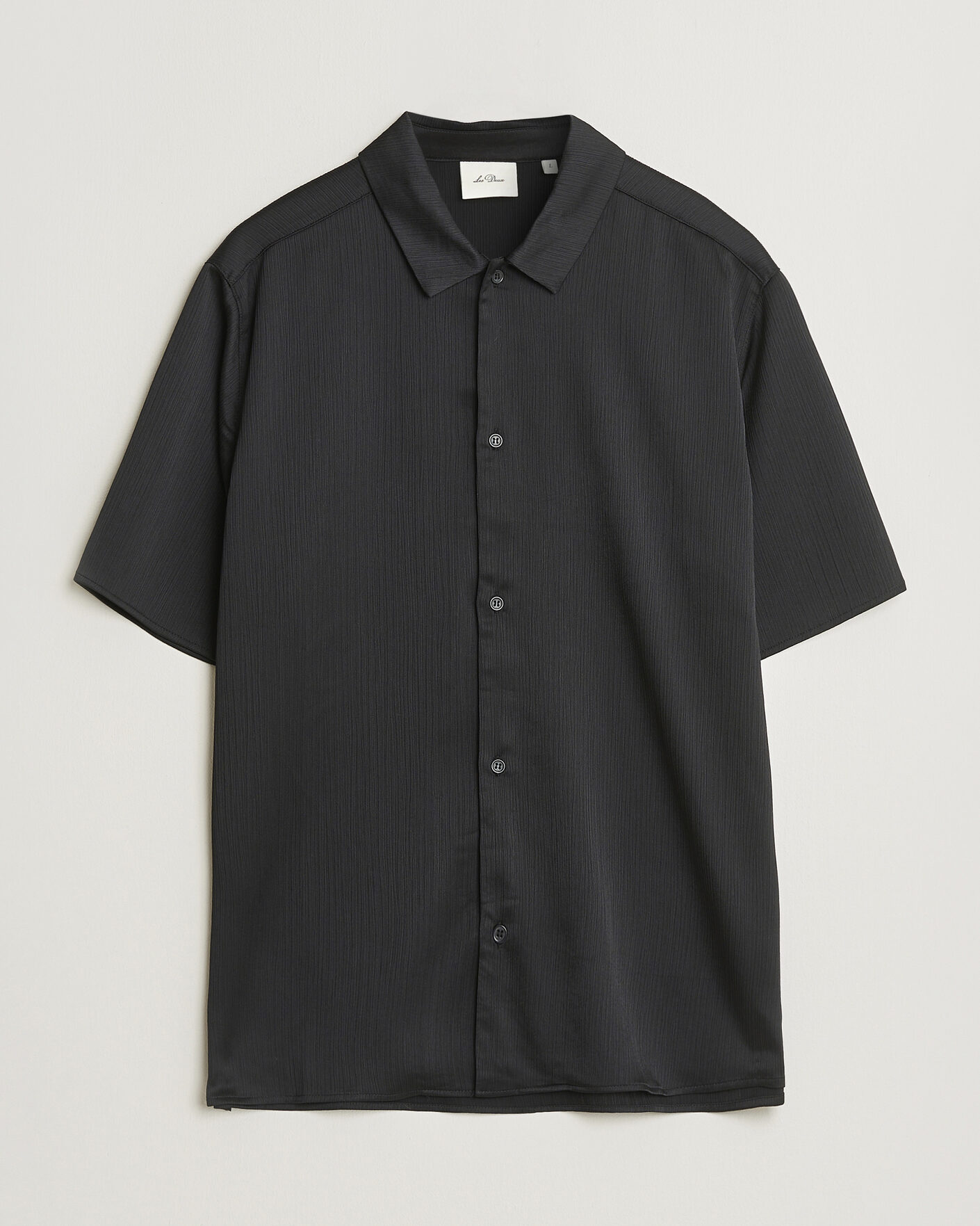 Men | Shirts | LES DEUX | Hector Plissé Short Sleeve Shirt Black