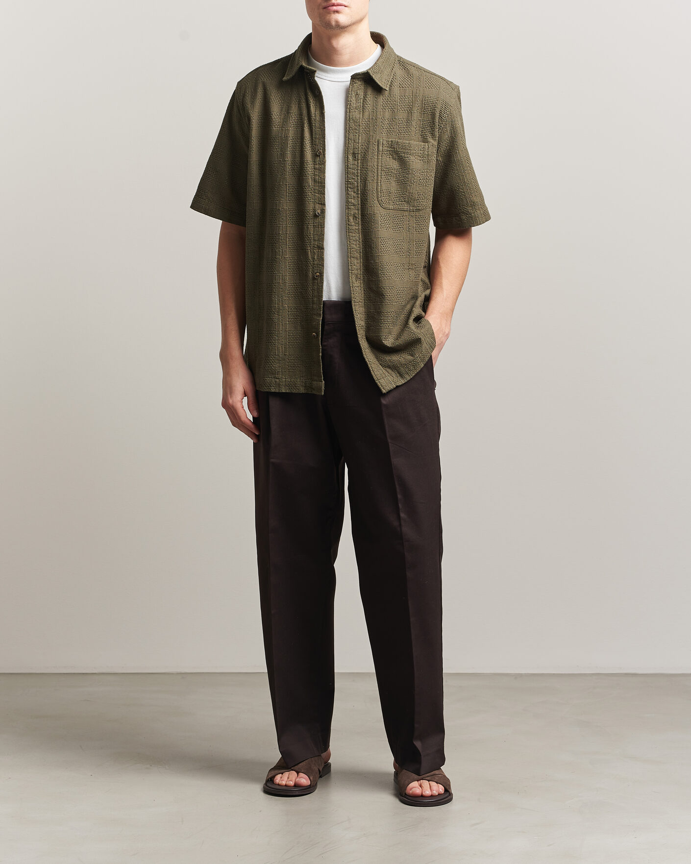 Men | Shirts | LES DEUX | Charlie Short Sleeve Shirt Olive Night