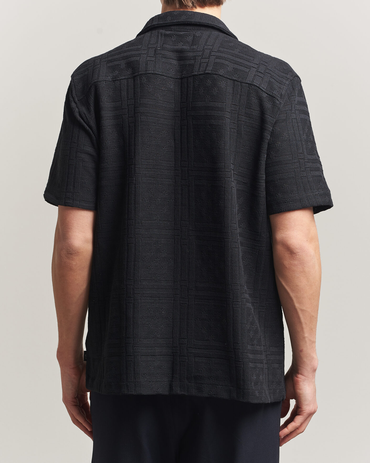 Men | Shirts | LES DEUX | Hector Pointelle Short Sleeve Shirt Black