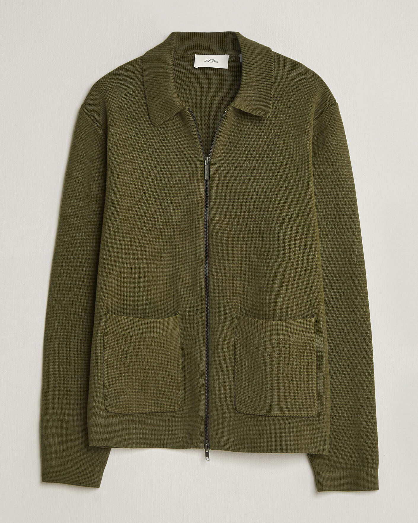 Men | Sweaters & Knitwear | LES DEUX | Fisher Cotton Milano Zip Olive Night