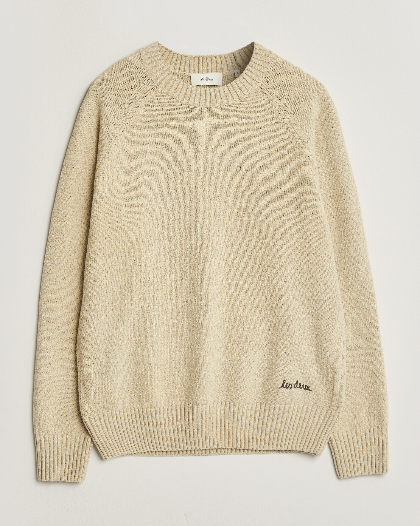 Men | Sweaters & Knitwear | LES DEUX | Brad Knitted Roundneck Oyster Grey/White