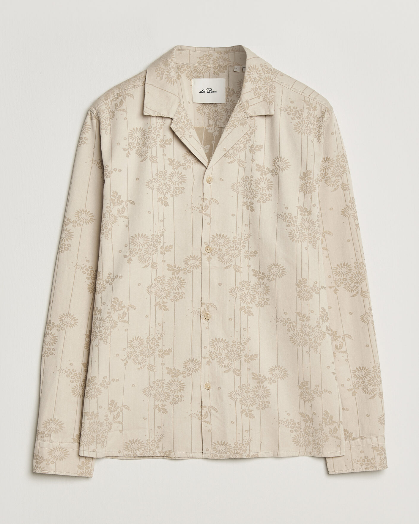 Men | Shirts | LES DEUX | Jasper Flower Jaquard Shirt Oyster Grey/White