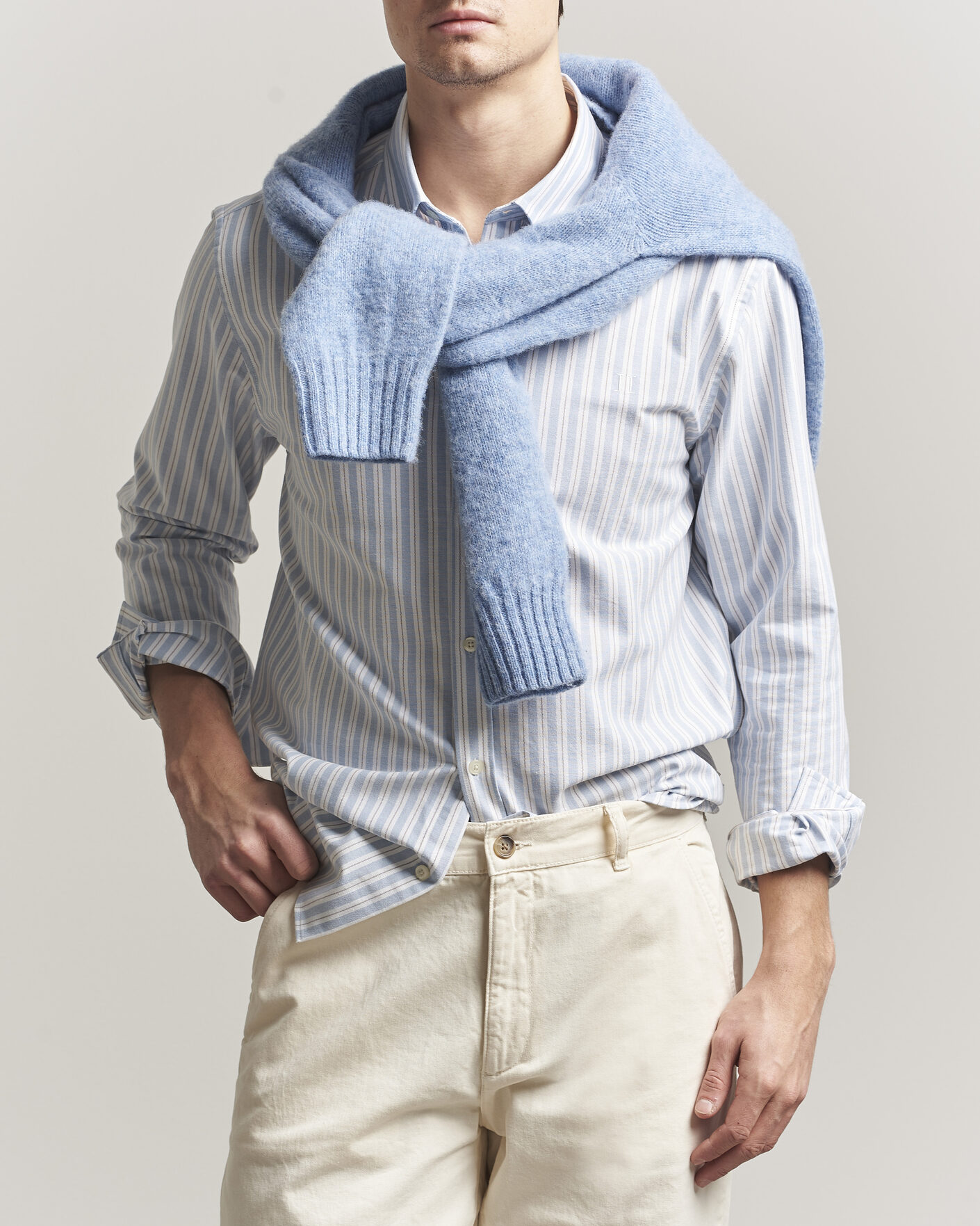 Men | Shirts | LES DEUX | Konrad Striped Oxford Shirt Allure Blue