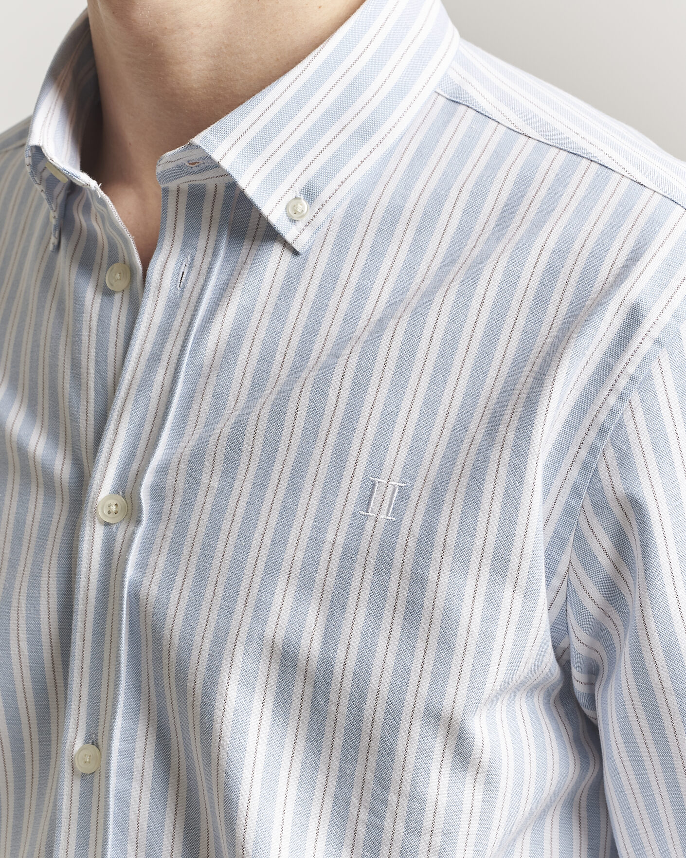 Men | Shirts | LES DEUX | Konrad Striped Oxford Shirt Allure Blue