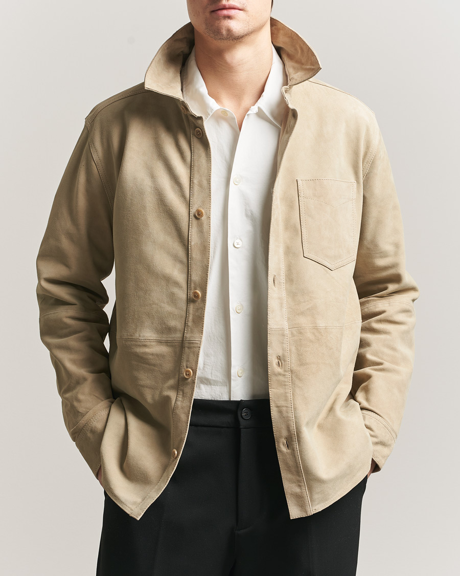 Men | Shirts | LES DEUX | Bertram Suede Overshirt Light Sand