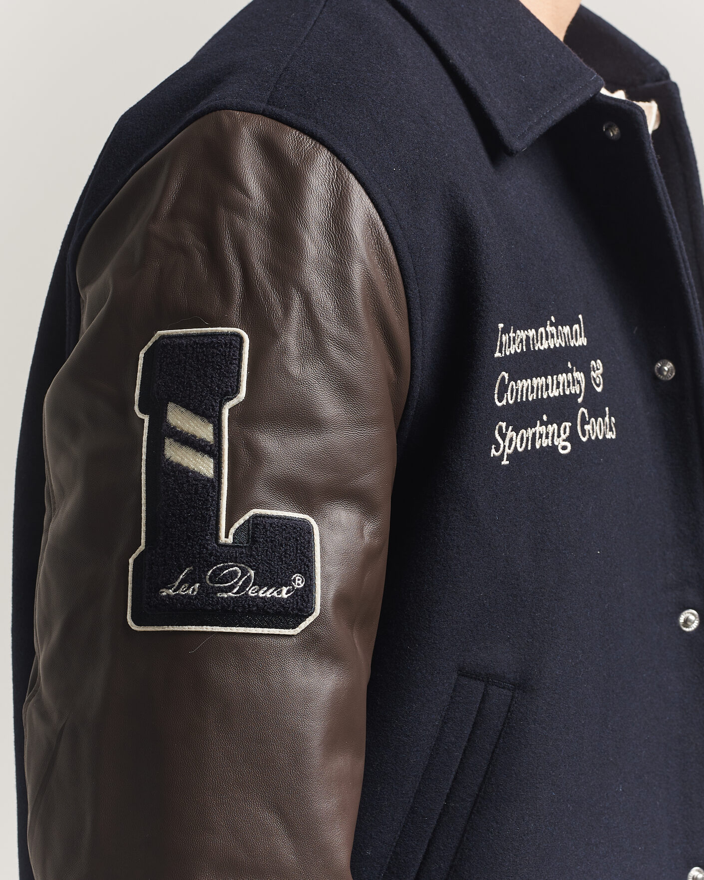 Men | Coats & Jackets | LES DEUX | Basket Varsity Wool Jacket Dark Navy