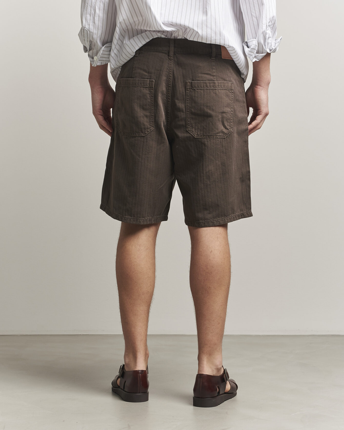 Men | Shorts | Jeanerica | Genua Worker Chino Shorts Chevron Brown